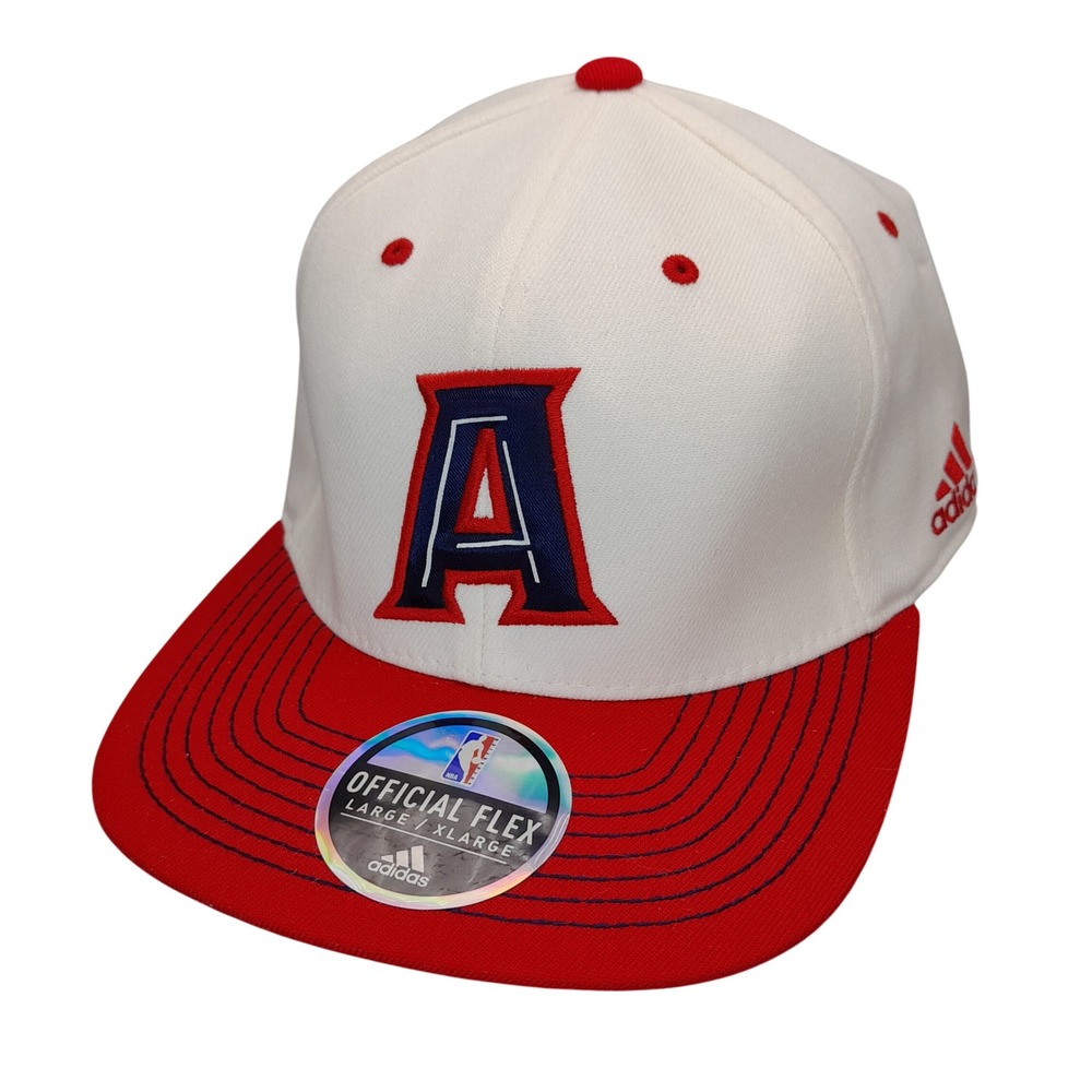 Adidas Atlanta Hawks NBA Official On-Court‎ Flex Fit Hat White Red Mens L/XL